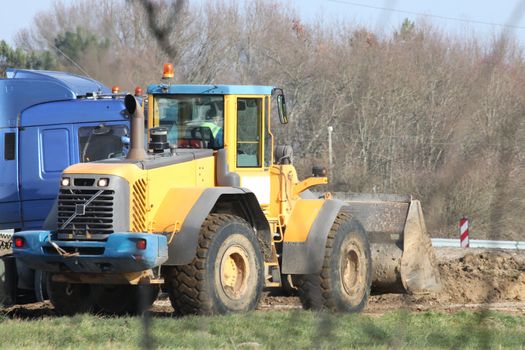 tractor in construction site