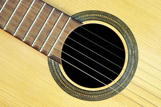 Detail of the acoustic guitar - resonant