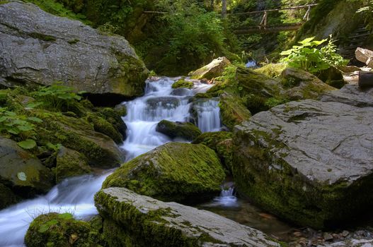 Shot of the cataracts.
River valley of stream Bila Opava - natural area - nature preserve.
Mountainous district Jesenik, Czech republic, Europe.