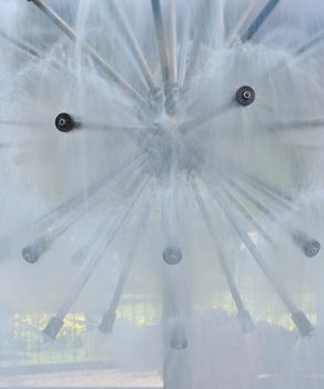 Closeup of a blowball-like fountain in Miraflores, Lima, Peru 