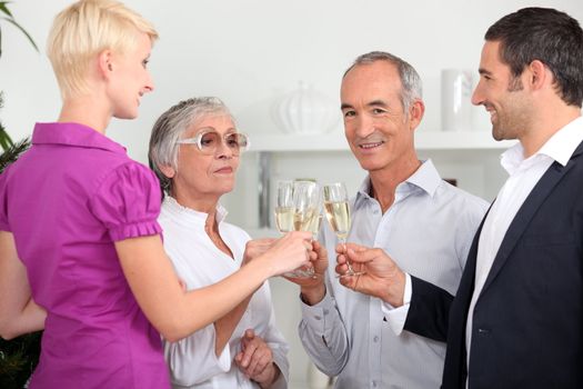 Family with champagne glasses