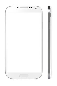 Smart Phone with blank screen isolated on white. Include clipping path for phone and screen