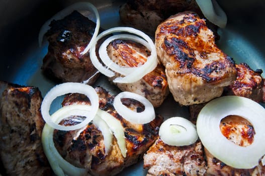 Vegetables cooked on the grill in the garden