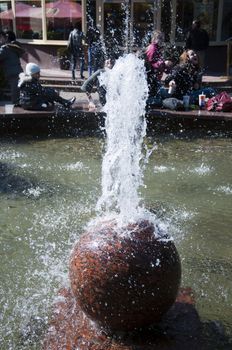 Fountain of pure brilliant water and spray