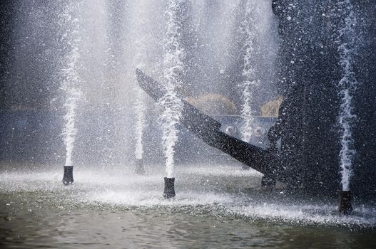 Fountain of pure brilliant water and spray