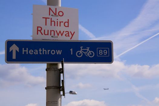 Opposition against third runway on Heathrow Airport in London, UK