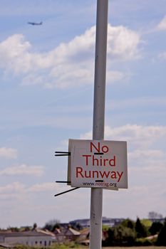 Protest against third runway on Heathrow Airport in London, UK