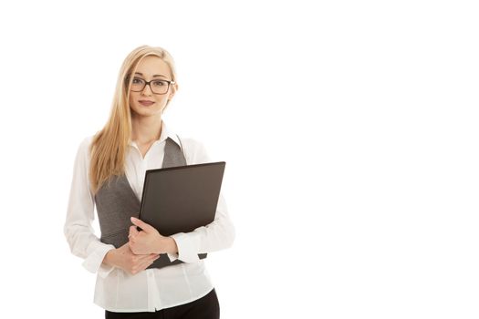 young succsessfull business woman isolated on white background