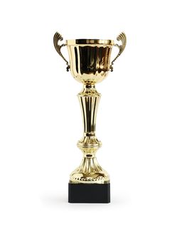 Gold trophy on white background. Clipping path is included