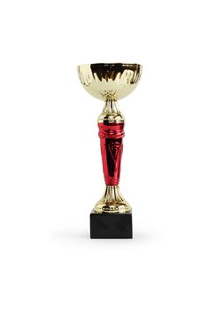 Gold trophy on white background. Clipping path is included