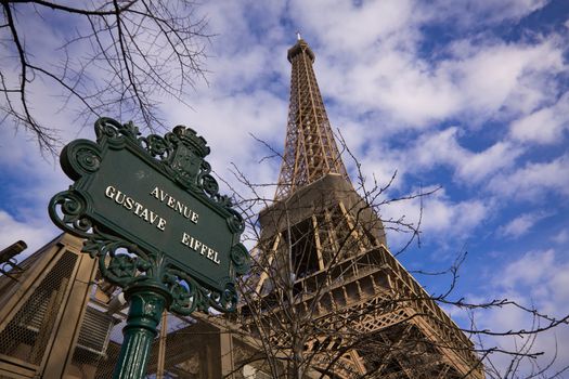 Avenue of gustave Eiffel underneath Eiffel Tower in Paris