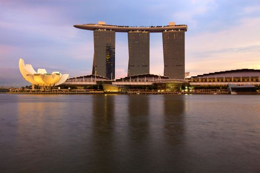 Sunset scene from the financial district,Singapore. From the river.