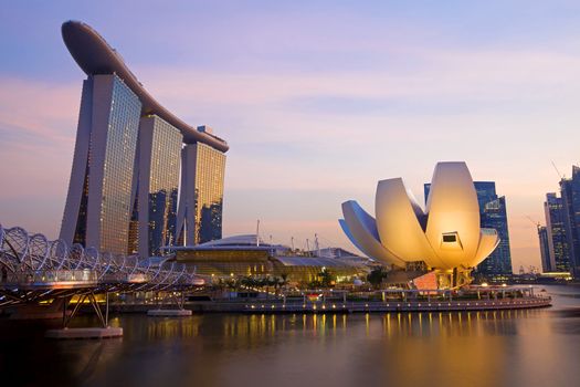 Sunset scene from the financial district,Singapore. From the river.