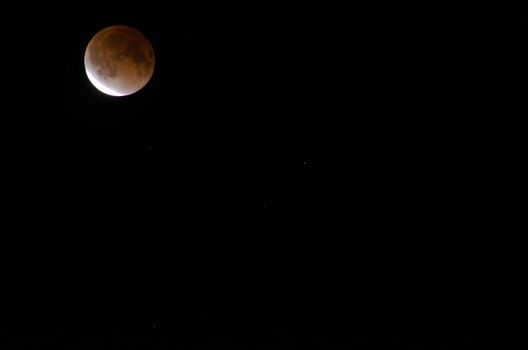 Red moon during a lunar eclipse on a black sky