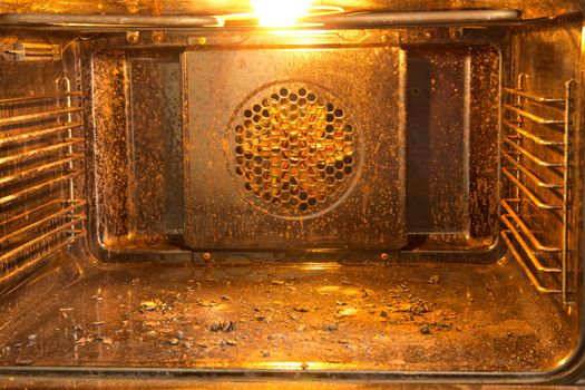 Picture of the inside of a really dirty oven