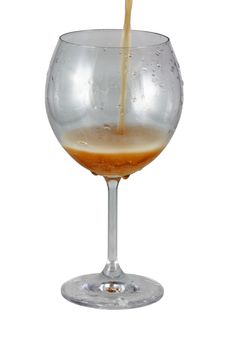 serving beer in a glass to cut and isolated