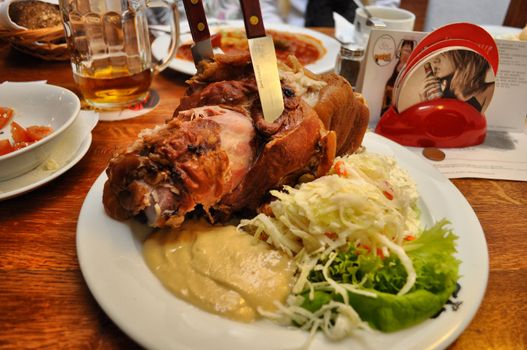 Fried Pig Knee. National dish of Czech.