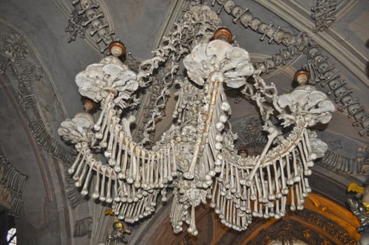 The Sedlec Ossuary located in the Cemetery Church of All Saints in Sedlec, a suburb of Kutna Hora in the Czech Republic.