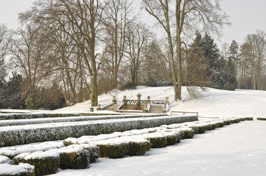 Winter park in snow in Czech Republic