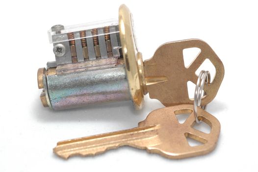 Pin-tumbler lock with the incorrect key inserted