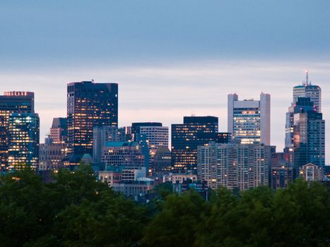 Skyscrapers of downton Boston in the evening