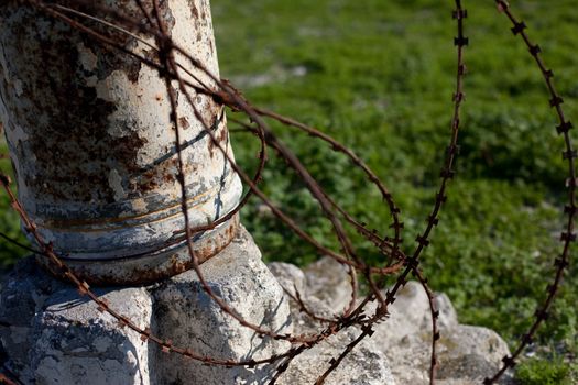 Barbed wire post, Robben Island, South Africa