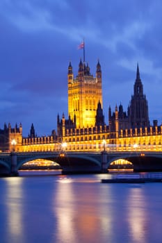 Victoria Tower House of Parliament London England UK at Dusk
