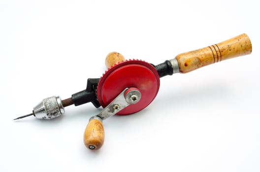 Hand drill on white background, Isolated