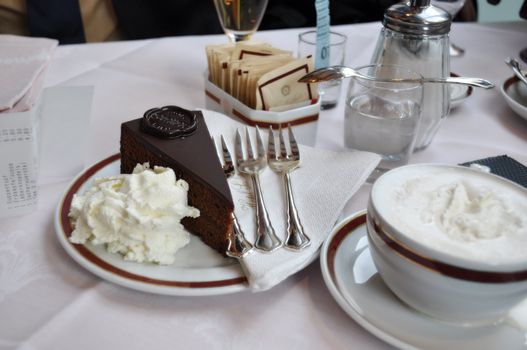 Chocolate Biscuit Cake in famous caffe in Vienna
