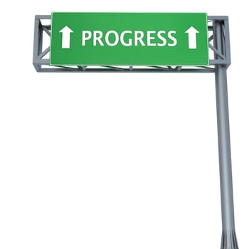 Highway sign pointing to progress straight ahead