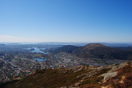 view of Bergen in Norway from ulriken