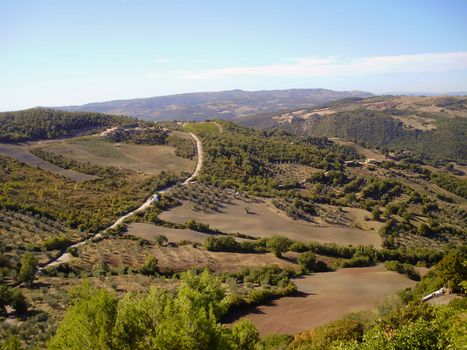 Beautiful Tuscan countryside in the fall.