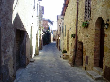A quiet street in the Italian hill town of Petroio.