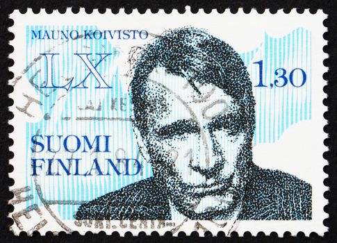 FINLAND - CIRCA 1983: a stamp printed in the Finland shows Mauno Henrik Koivisto, 9th President of the Republic of Finland, 60th Birthday, circa 1983