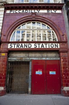 The entrance to the now abandoned/un-used Strand / Aldwych Station.