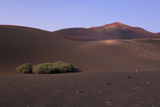 Barren land in Volcanic park Timanfaya on island Lanzarote, Canary Islands