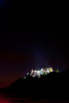 famous medieval Stirling Castle illuminated at night