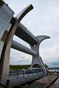 view of the Falkirk wheel in Scotland