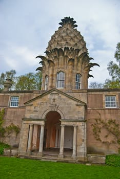 historical Dunmore Pineapple house near Falkirk, Scotland