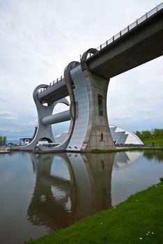 view of the Falkirk wheel in Scotland