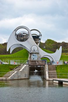 view of the Falkirk wheel in Scotland