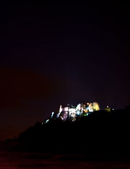 famous medieval Stirling Castle illuminated at night