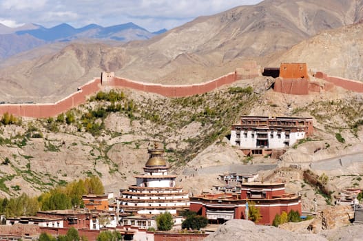 Famous landmark of Gyantse lamasery in Tibet