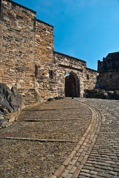 part of the famous Edinburgh castle on a sunny day
