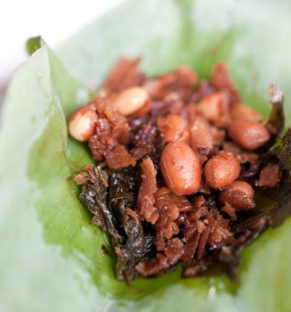 Food of leaves prepared for chewing