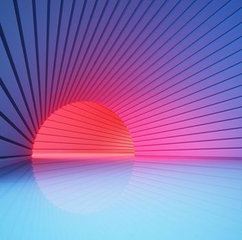 Light effect in  tunnel 3d rendering