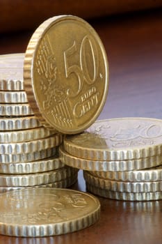 Stack of 50 cents euro coins