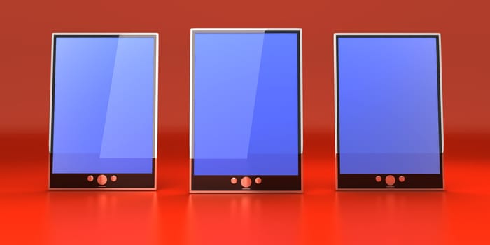 A group of Tablet PCs / Pads. 3D rendered illustration.  