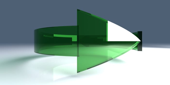 3D rendered Illustration. An arrow symbolizing an repeating process such as recycling (ecological concept) or reload of data. 