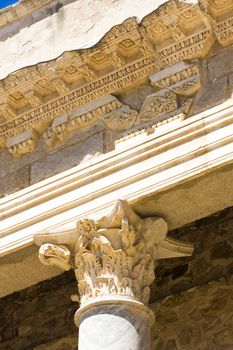 detail of Roman Theatre, Merida, Badajoz Province, Extremadura, Spain